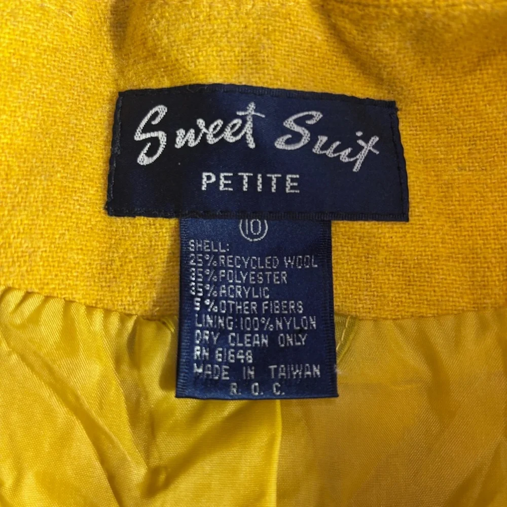 Vintage 80s Abstract Color-block Yellow‎ and Black Statement Wool Jacket 10P